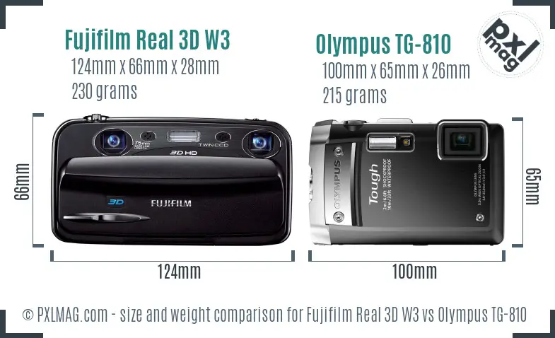 Fujifilm Real 3D W3 vs Olympus TG-810 size comparison