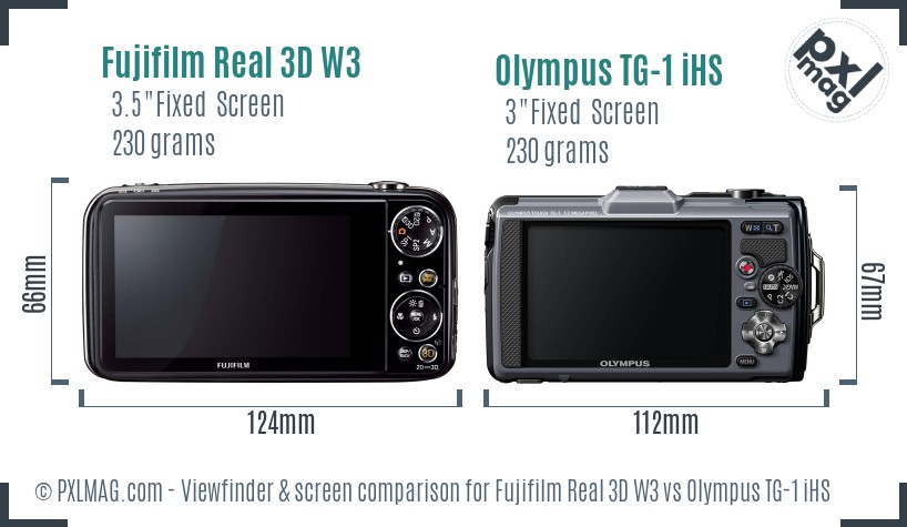 Fujifilm Real 3D W3 vs Olympus TG-1 iHS Screen and Viewfinder comparison