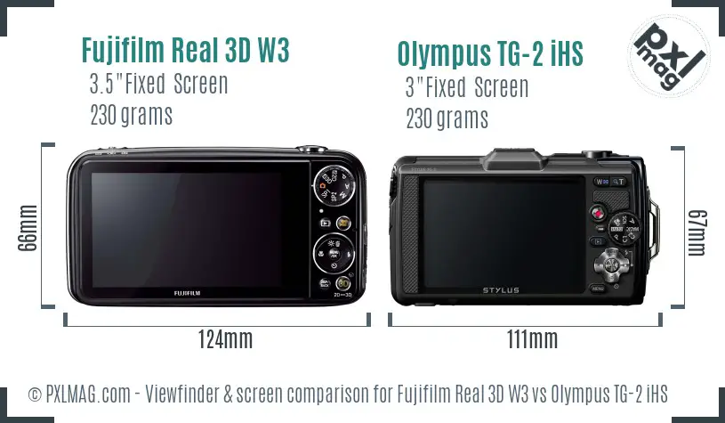 Fujifilm Real 3D W3 vs Olympus TG-2 iHS Screen and Viewfinder comparison