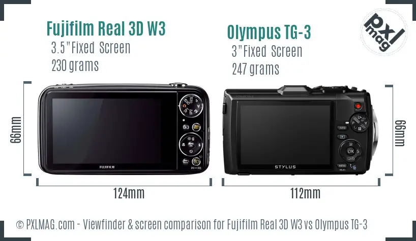 Fujifilm Real 3D W3 vs Olympus TG-3 Screen and Viewfinder comparison Fujifilm Real 3D W3 vs Olympus TG-3 Screen and Viewfinder comparison