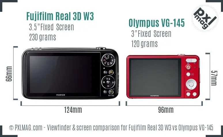 Fujifilm Real 3D W3 vs Olympus VG-145 Screen and Viewfinder comparison Fujifilm Real 3D W3 vs Olympus VG-145 Screen and Viewfinder comparison