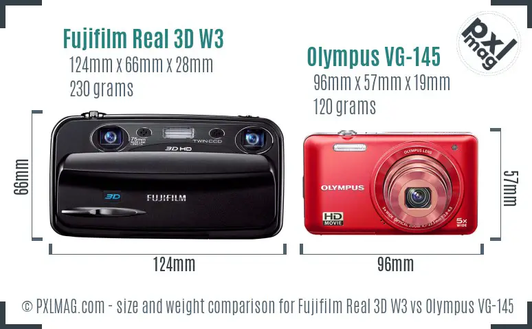 Fujifilm Real 3D W3 vs Olympus VG-145 size comparison Fujifilm Real 3D W3 vs Olympus VG-145 size comparison