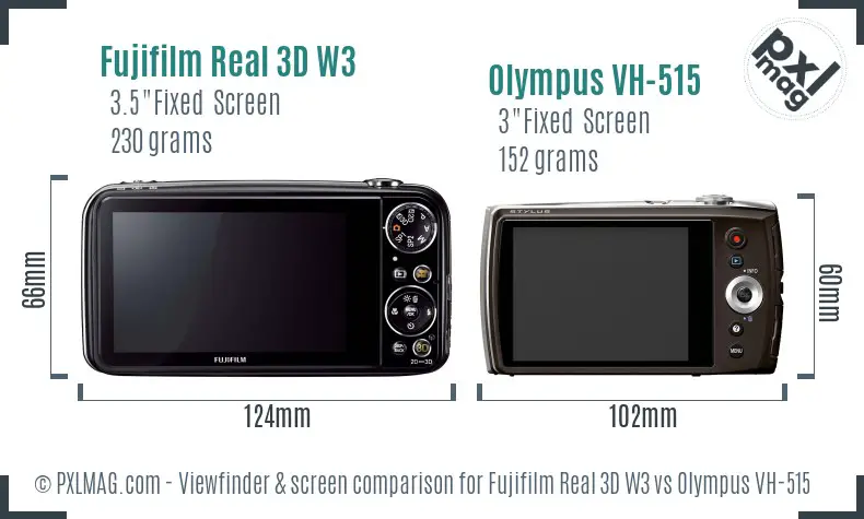 Fujifilm Real 3D W3 vs Olympus VH-515 Screen and Viewfinder comparison