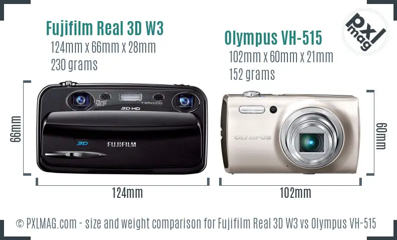 Fujifilm Real 3D W3 vs Olympus VH-515 size comparison