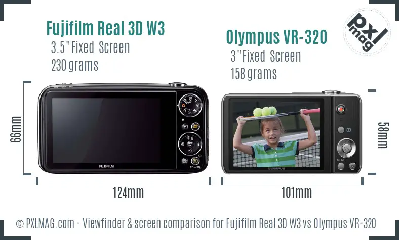 Fujifilm Real 3D W3 vs Olympus VR-320 Screen and Viewfinder comparison