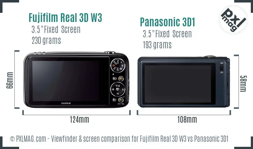 Fujifilm Real 3D W3 vs Panasonic 3D1 Screen and Viewfinder comparison
