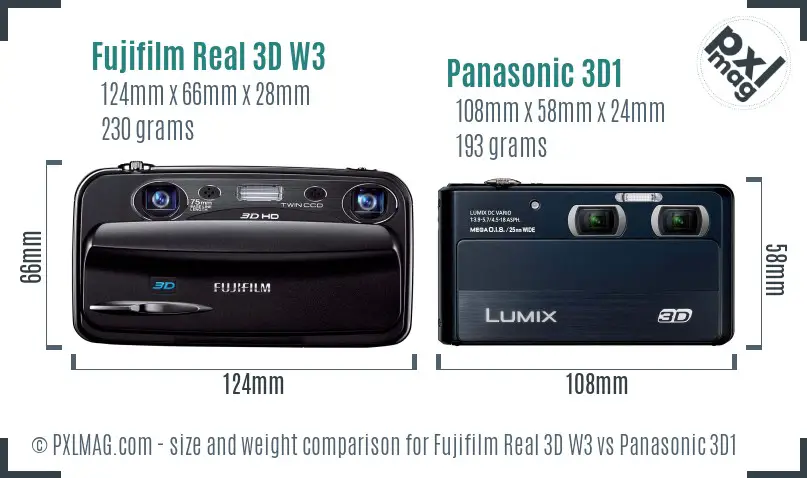 Fujifilm Real 3D W3 vs Panasonic 3D1 size comparison