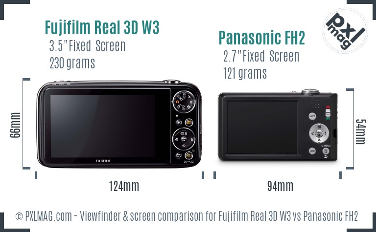 Fujifilm Real 3D W3 vs Panasonic FH2 Screen and Viewfinder comparison