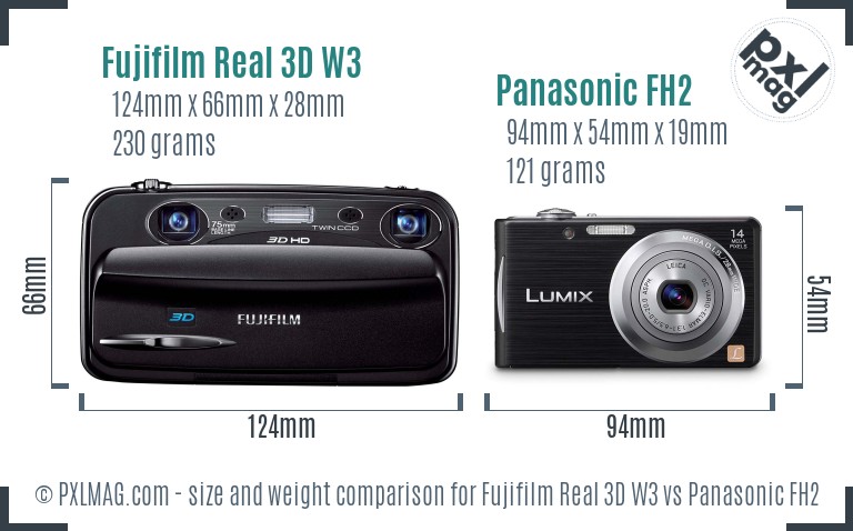 Fujifilm Real 3D W3 vs Panasonic FH2 size comparison Fujifilm Real 3D W3 vs Panasonic FH2 size comparison