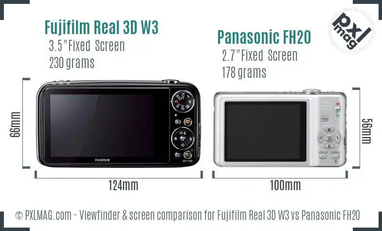 Fujifilm Real 3D W3 vs Panasonic FH20 Screen and Viewfinder comparison