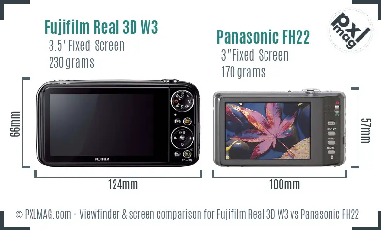 Fujifilm Real 3D W3 vs Panasonic FH22 Screen and Viewfinder comparison