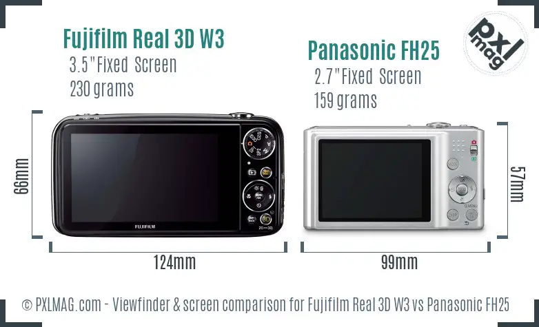 Fujifilm Real 3D W3 vs Panasonic FH25 Screen and Viewfinder comparison