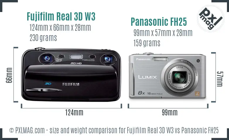 Fujifilm Real 3D W3 vs Panasonic FH25 size comparison Fujifilm Real 3D W3 vs Panasonic FH25 size comparison