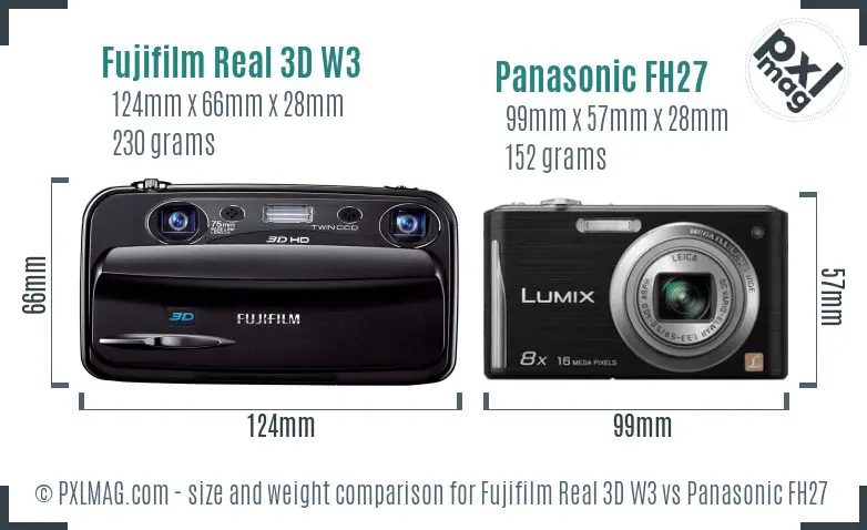 Fujifilm Real 3D W3 vs Panasonic FH27 size comparison Fujifilm Real 3D W3 vs Panasonic FH27 size comparison