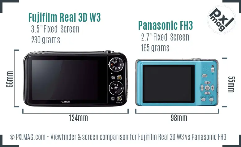 Fujifilm Real 3D W3 vs Panasonic FH3 Screen and Viewfinder comparison