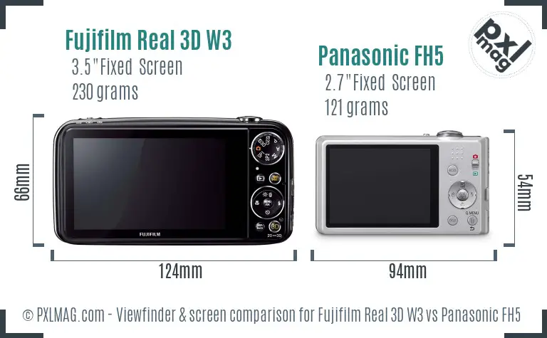 Fujifilm Real 3D W3 vs Panasonic FH5 Screen and Viewfinder comparison