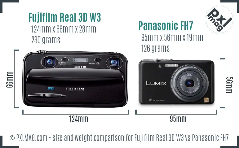 Fujifilm Real 3D W3 vs Panasonic FH7 size comparison