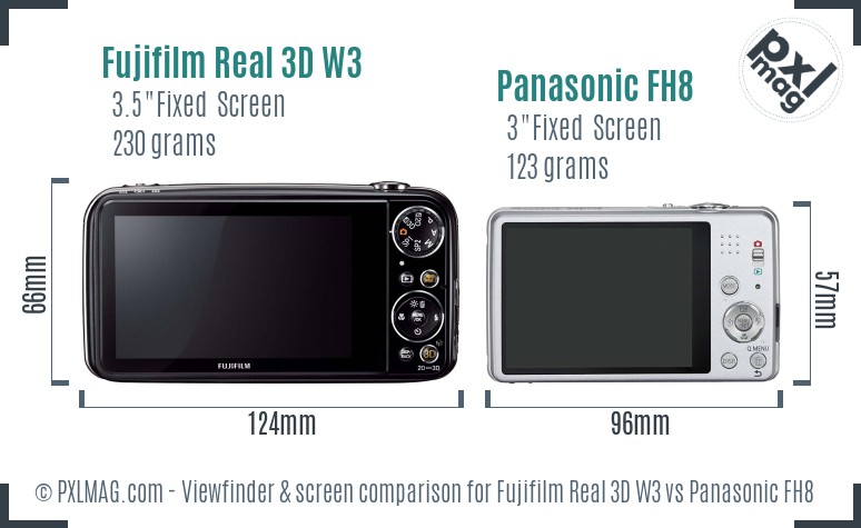 Fujifilm Real 3D W3 vs Panasonic FH8 Screen and Viewfinder comparison