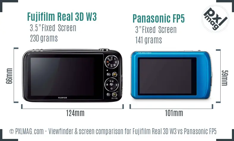 Fujifilm Real 3D W3 vs Panasonic FP5 Screen and Viewfinder comparison