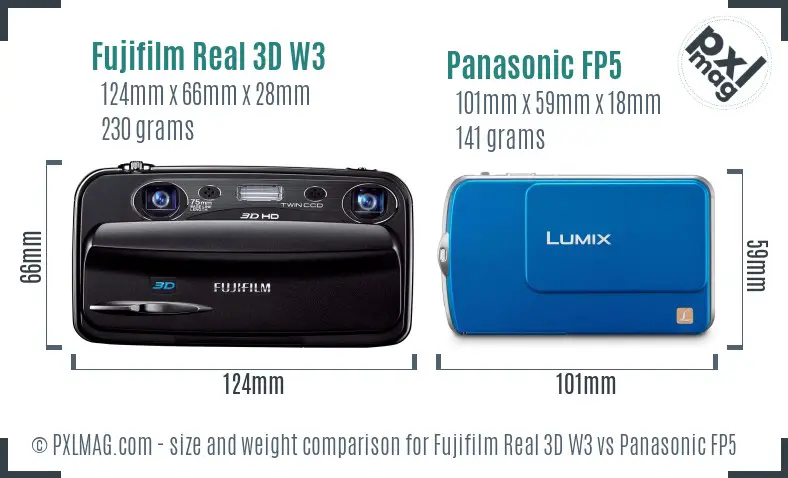 Fujifilm Real 3D W3 vs Panasonic FP5 size comparison