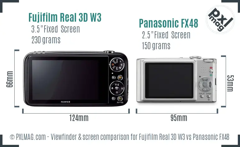 Fujifilm Real 3D W3 vs Panasonic FX48 Screen and Viewfinder comparison