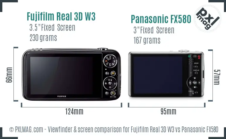 Fujifilm Real 3D W3 vs Panasonic FX580 Screen and Viewfinder comparison Fujifilm Real 3D W3 vs Panasonic FX580 Screen and Viewfinder comparison