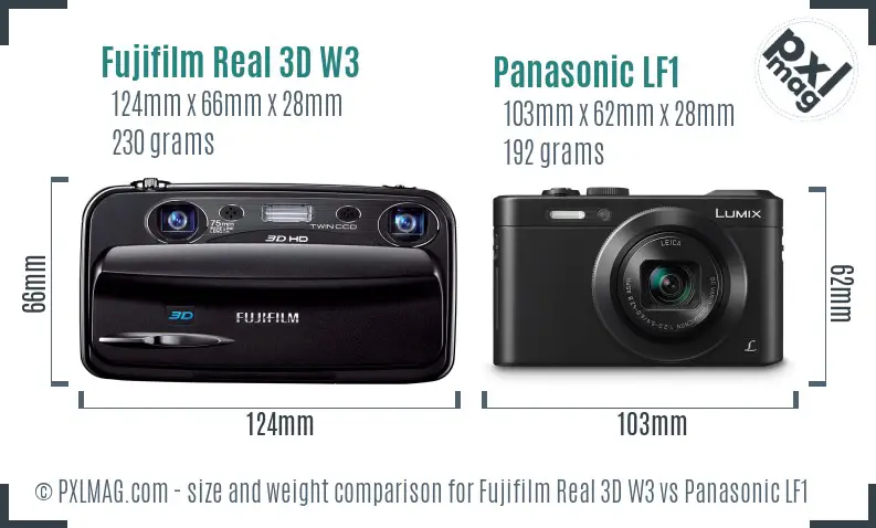 Fujifilm Real 3D W3 vs Panasonic LF1 size comparison
