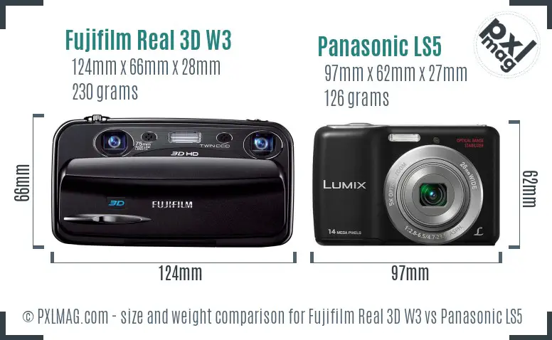 Fujifilm Real 3D W3 vs Panasonic LS5 size comparison