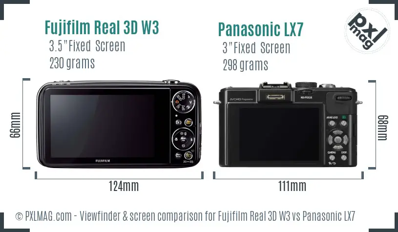 Fujifilm Real 3D W3 vs Panasonic LX7 Screen and Viewfinder comparison