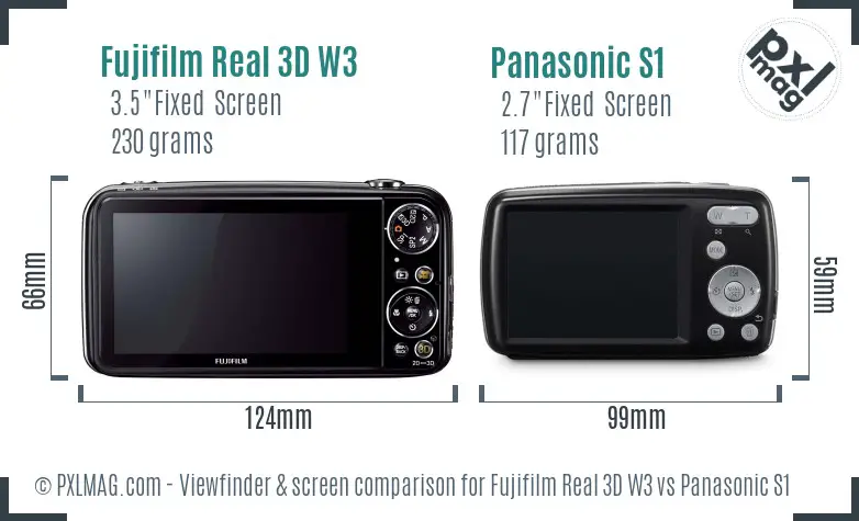 Fujifilm Real 3D W3 vs Panasonic S1 Screen and Viewfinder comparison