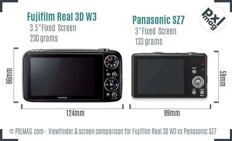 Fujifilm Real 3D W3 vs Panasonic SZ7 Screen and Viewfinder comparison
