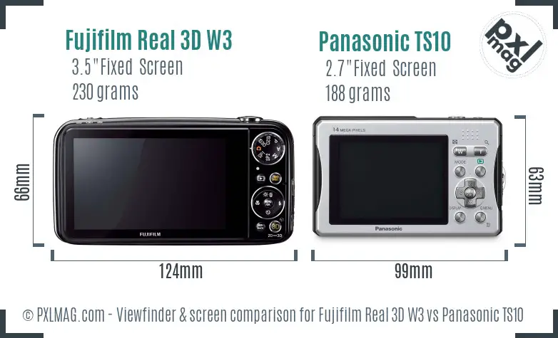 Fujifilm Real 3D W3 vs Panasonic TS10 Screen and Viewfinder comparison