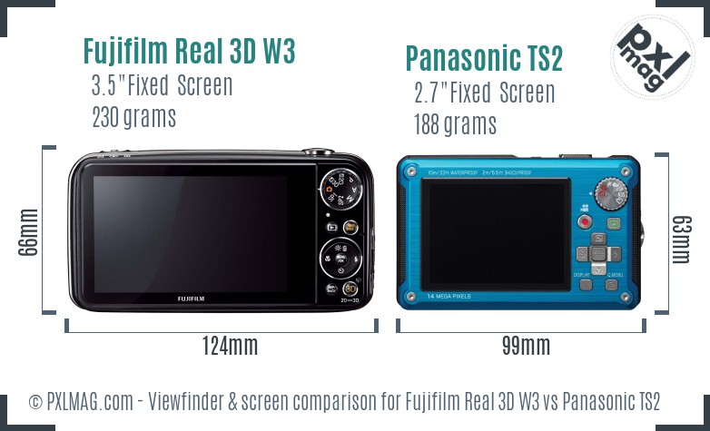 Fujifilm Real 3D W3 vs Panasonic TS2 Screen and Viewfinder comparison