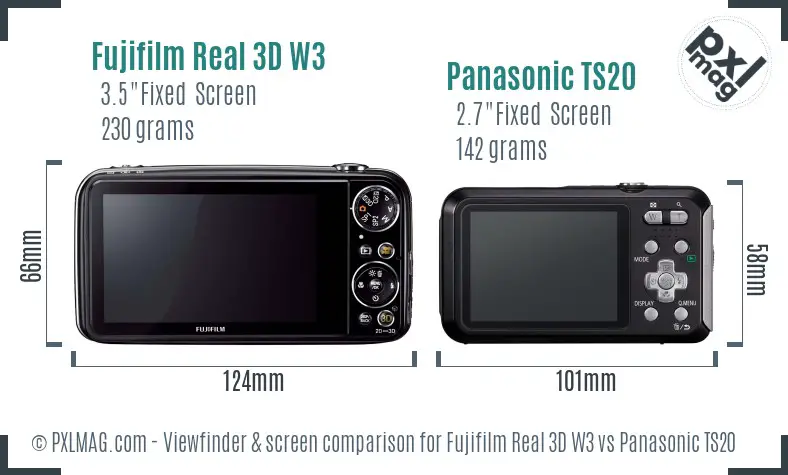 Fujifilm Real 3D W3 vs Panasonic TS20 Screen and Viewfinder comparison