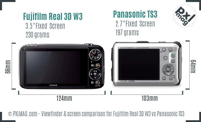 Fujifilm Real 3D W3 vs Panasonic TS3 Screen and Viewfinder comparison