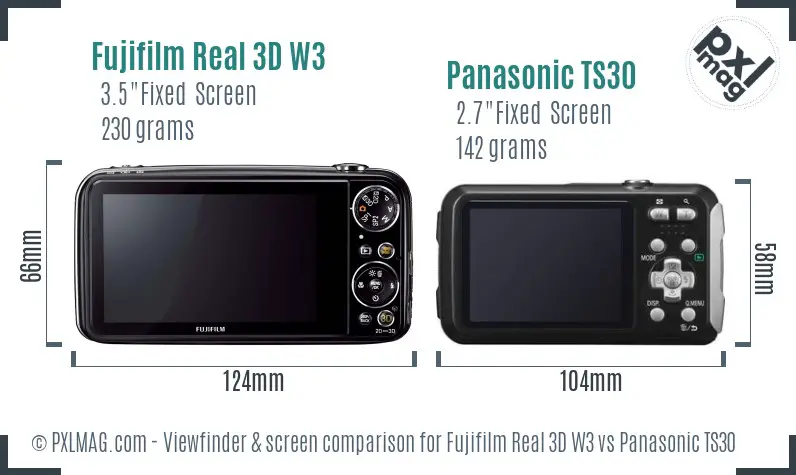 Fujifilm Real 3D W3 vs Panasonic TS30 Screen and Viewfinder comparison