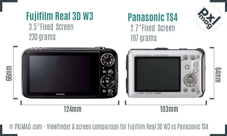 Fujifilm Real 3D W3 vs Panasonic TS4 Screen and Viewfinder comparison