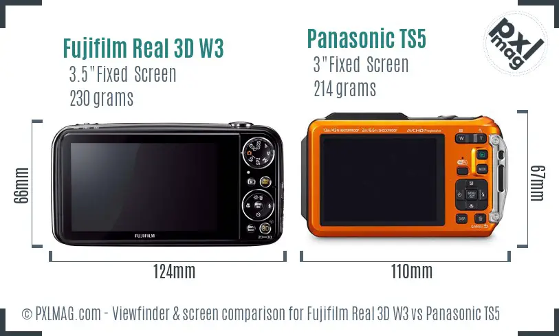 Fujifilm Real 3D W3 vs Panasonic TS5 Screen and Viewfinder comparison