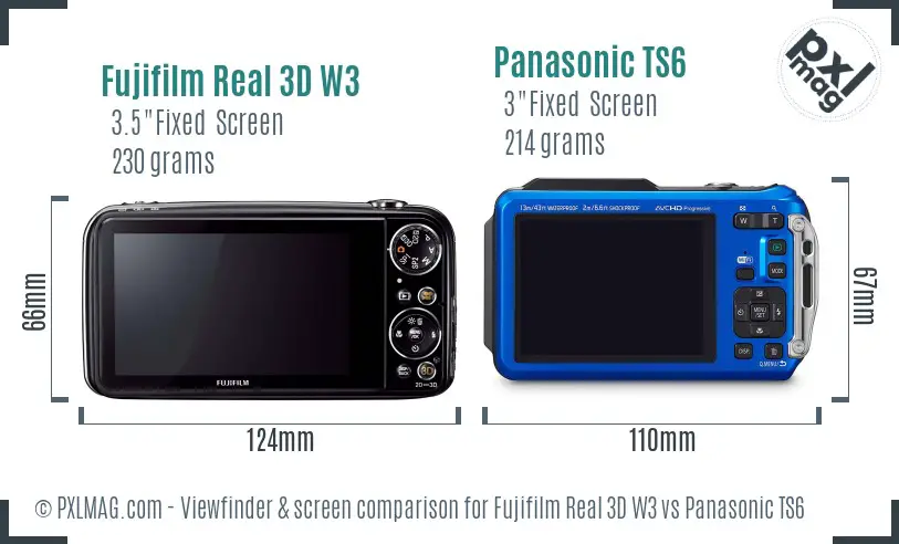 Fujifilm Real 3D W3 vs Panasonic TS6 Screen and Viewfinder comparison