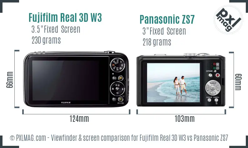 Fujifilm Real 3D W3 vs Panasonic ZS7 Screen and Viewfinder comparison