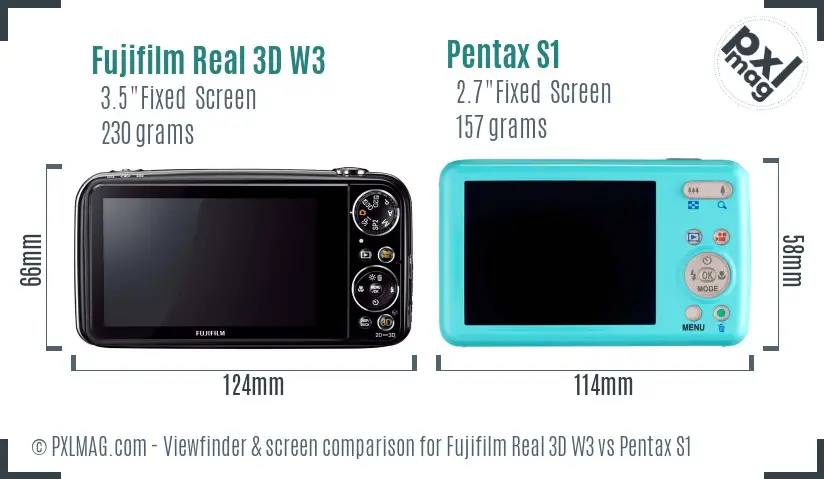 Fujifilm Real 3D W3 vs Pentax S1 Screen and Viewfinder comparison Fujifilm Real 3D W3 vs Pentax S1 Screen and Viewfinder comparison