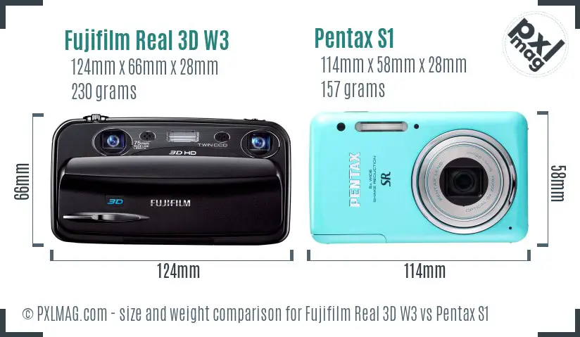 Fujifilm Real 3D W3 vs Pentax S1 size comparison Fujifilm Real 3D W3 vs Pentax S1 size comparison