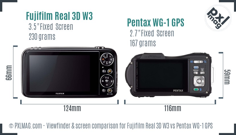Fujifilm Real 3D W3 vs Pentax WG-1 GPS Screen and Viewfinder comparison