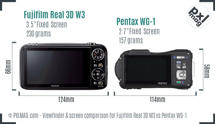 Fujifilm Real 3D W3 vs Pentax WG-1 Screen and Viewfinder comparison