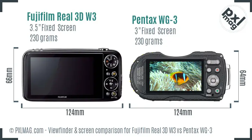 Fujifilm Real 3D W3 vs Pentax WG-3 Screen and Viewfinder comparison Fujifilm Real 3D W3 vs Pentax WG-3 Screen and Viewfinder comparison