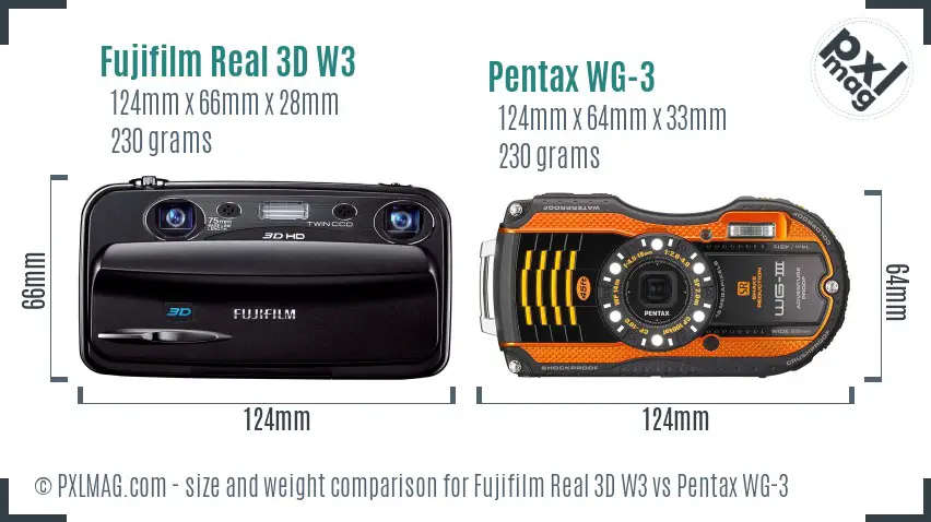 Fujifilm Real 3D W3 vs Pentax WG-3 size comparison Fujifilm Real 3D W3 vs Pentax WG-3 size comparison