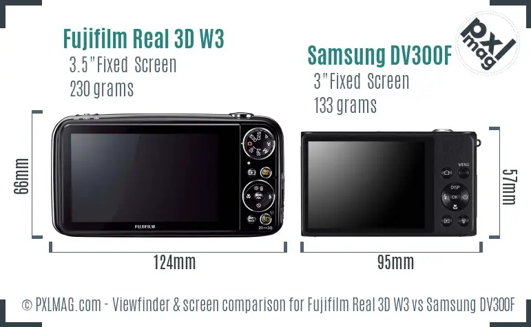 Fujifilm Real 3D W3 vs Samsung DV300F Screen and Viewfinder comparison Fujifilm Real 3D W3 vs Samsung DV300F Screen and Viewfinder comparison