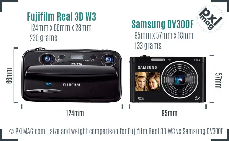 Fujifilm Real 3D W3 vs Samsung DV300F size comparison Fujifilm Real 3D W3 vs Samsung DV300F size comparison