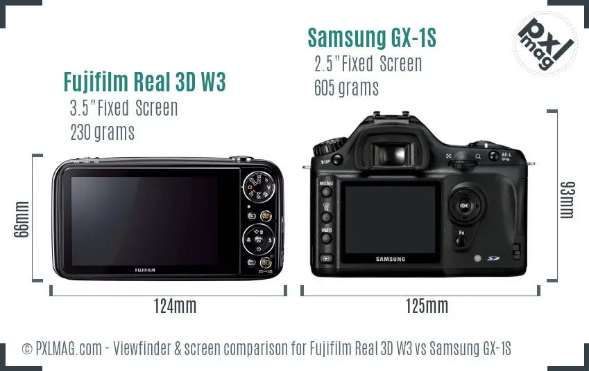 Fujifilm Real 3D W3 vs Samsung GX-1S Screen and Viewfinder comparison