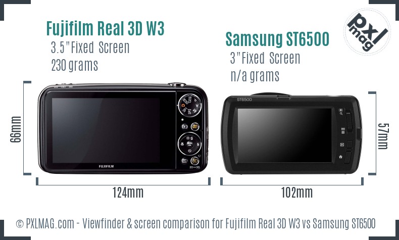 Fujifilm Real 3D W3 vs Samsung ST6500 Screen and Viewfinder comparison